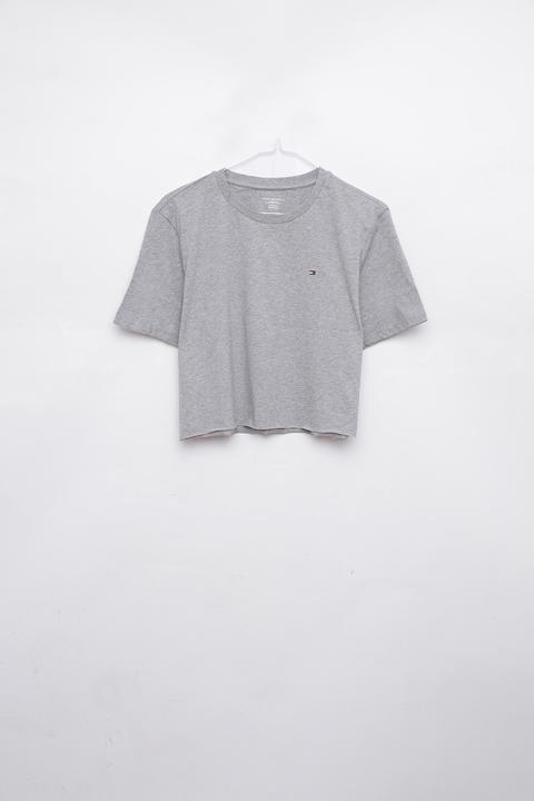 Tommy Hilfiger Grey Crop Oversize Tee