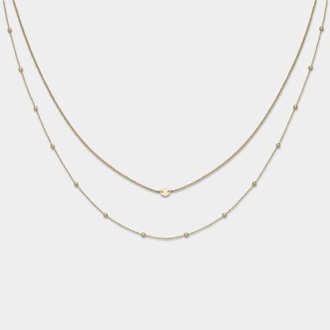 Essentielle Gold Set Of Two Necklaces With Petite Hexagon