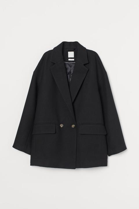 Chaquetón De Doble Botonadura - Negro