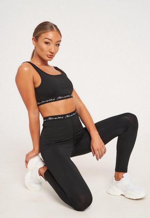 Black Missguided Script Gym Leggings, Black