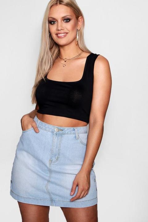 Plus Jersey Square Neck Crop Top