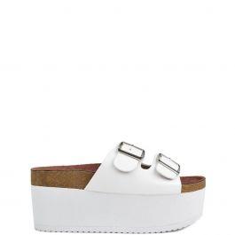 Avril - White Flatform Sliders