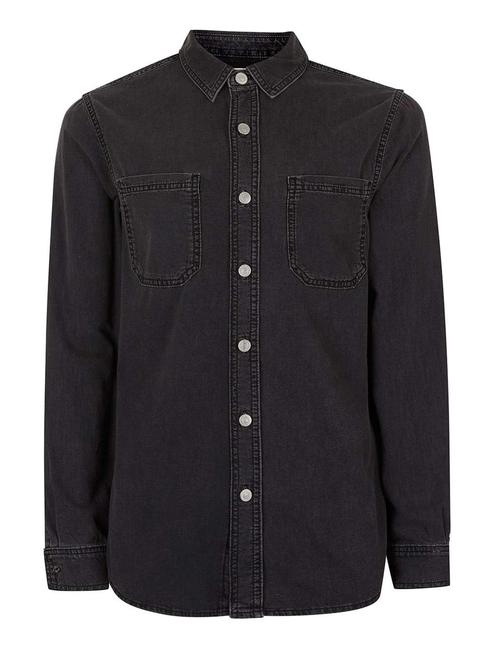 Washed Black Denim Casual Shirt