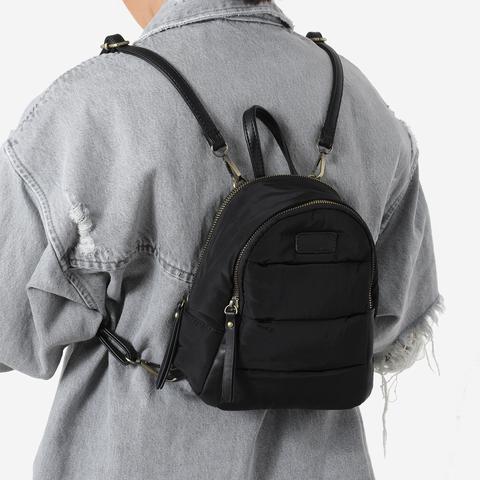 Mini Back Pack In Black Nylon,, Black