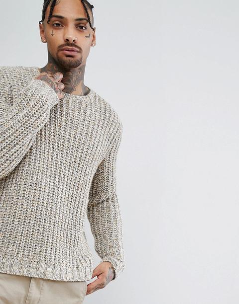 Asos - Maglione A Coste Pesante Stile Pescatore Avena - Beige