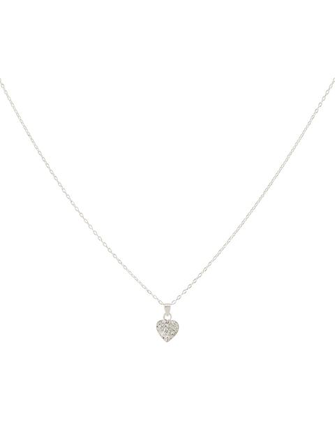 Sterling Silver Pave Heart Necklace