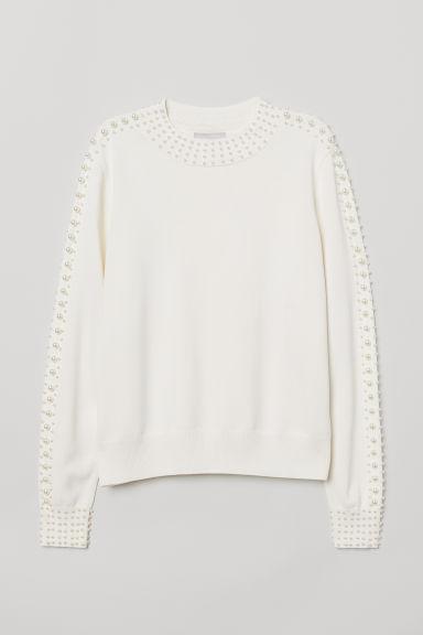 H & M - Jersey Con Bordado De Cuentas - Blanco