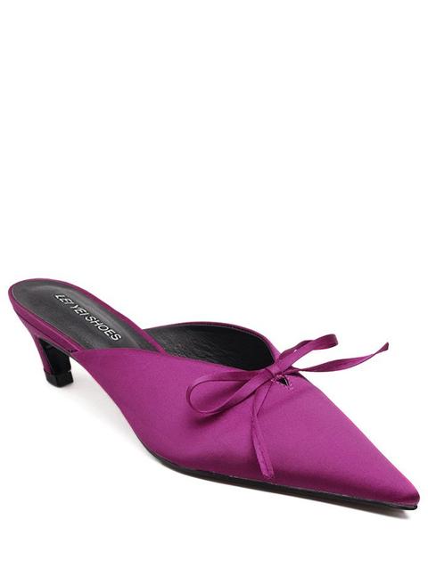 Bow Pointed Toe Satin Slippers