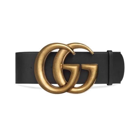 Large Ceinture En Cuir Avec Boucle Double G