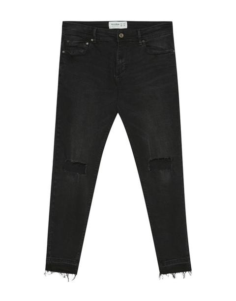 Jeans Super Skinny Fit Negro Con Rotos