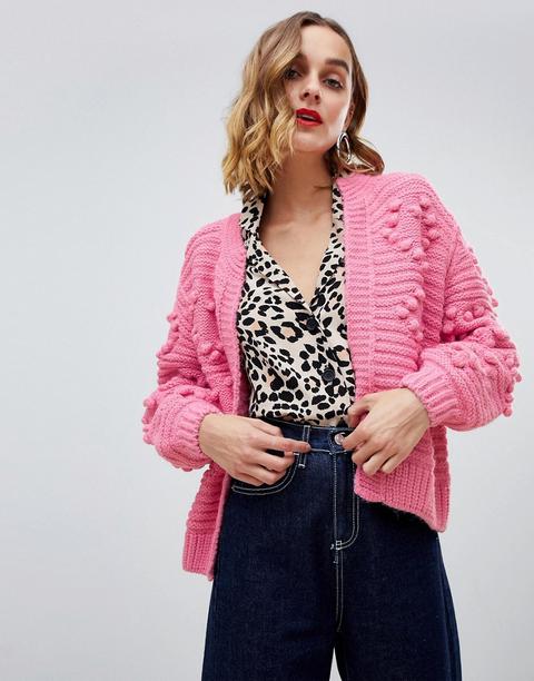 Cárdigan Rosa Con Borlas De River Island