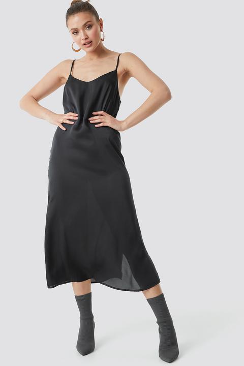 Na-kd Satin Slip Dress - Black