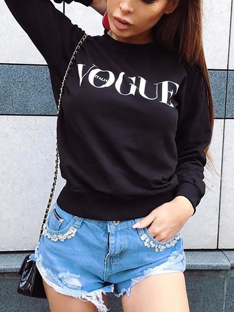 Casual Letter Print Women's Sweater