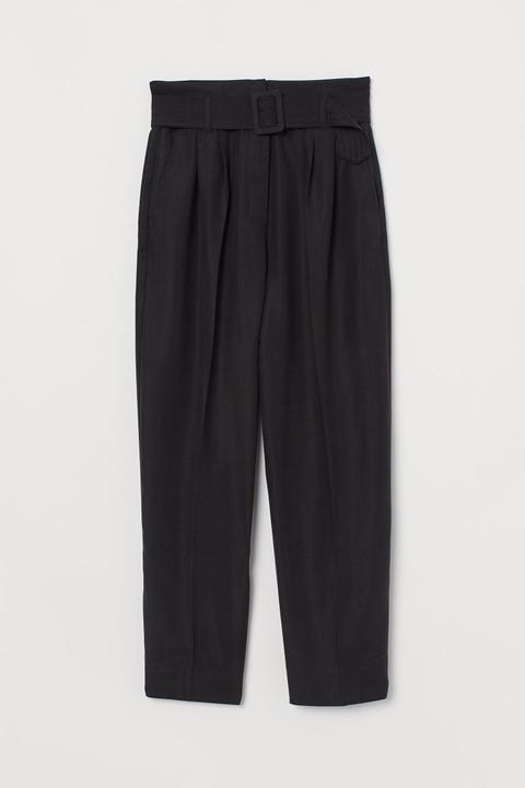 Knöchelhose Mit Gürtel - Schwarz - Damen