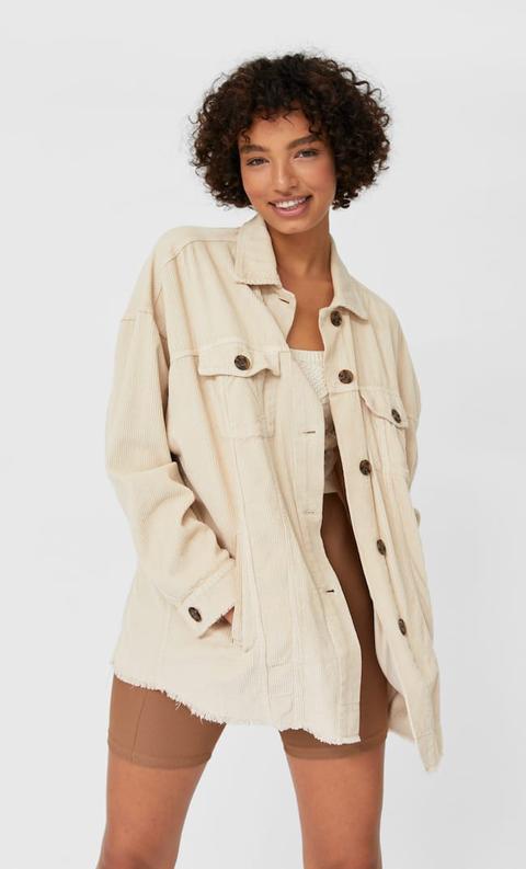 Stradivarius Surchemise En Velours Côtelé Oversize Femme Pierre Xs