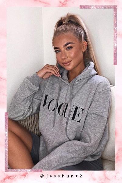 Clara Grey Vogue Print Hoodie