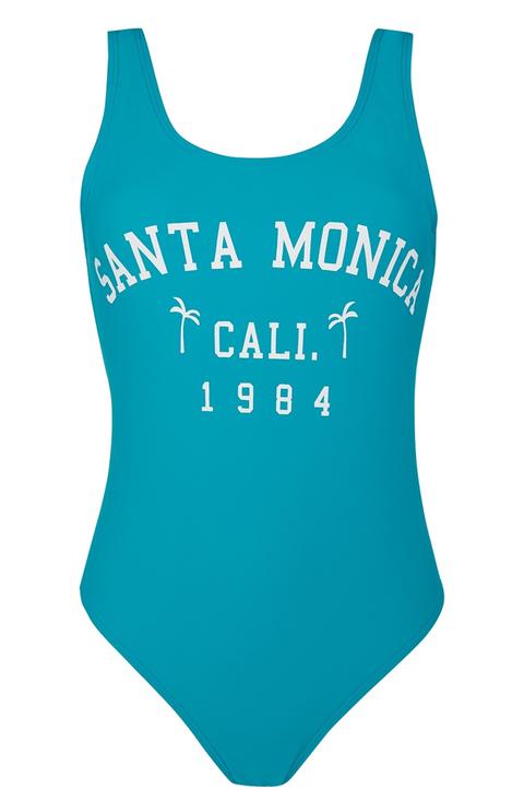 Blue Slogan Swimsuit