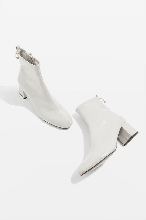 Womens Sock Ankle Boots - White, White