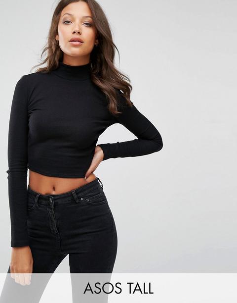 Top Corto De Canalé Con Cuello Alto De Asos Tall