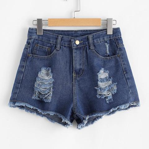 Shorts In Denim A Taglio Vivo