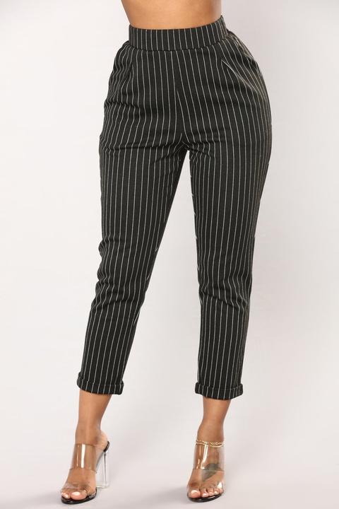 Stassia Stripe Pants - Black