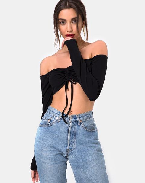 Zalea Off The Shoulder Crop In Black