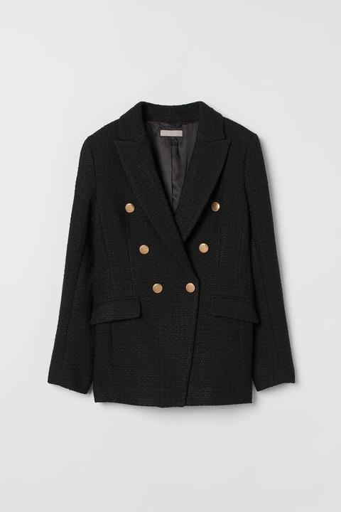 Blazer De Bouclé - Negro