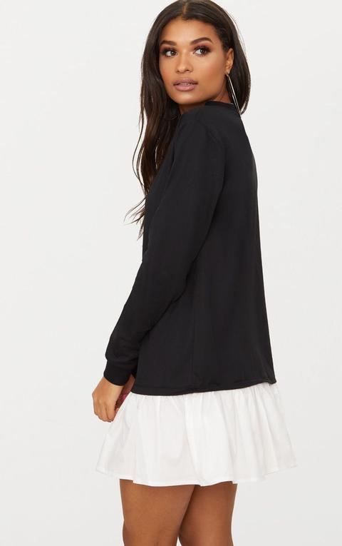 sweater dress with poplin frill