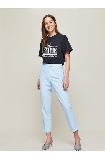 Womens Blue Split Cigarette Trousers, Blue