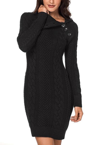 Lookbookstore Women's Casual Long Sleeve Turtleneck Knit Long Pullover Sweater Tunic Dress