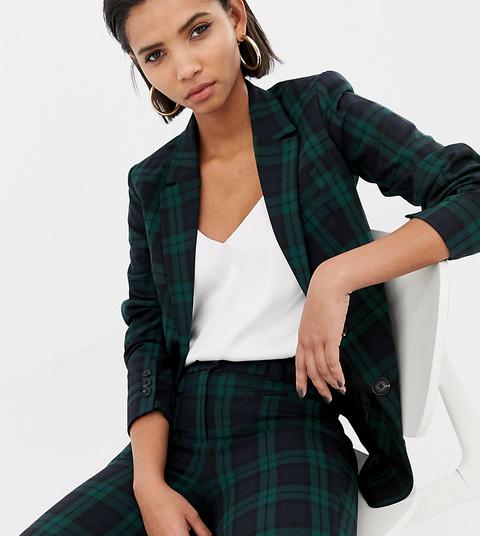 Mango Blue And Green Tartan Blazer Co Ord In Navy