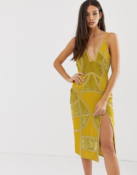 Vestido Midi De Tubo Con Paneles Adornados Sexy De Asos Design