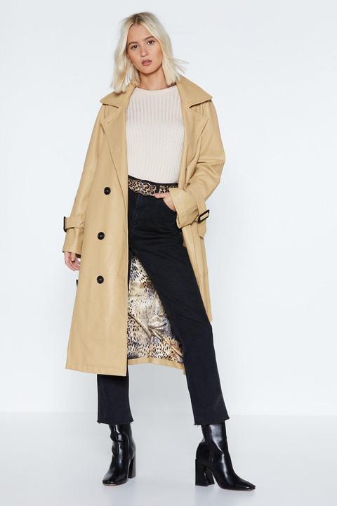 Rain Check Faux Leather Trench Coat