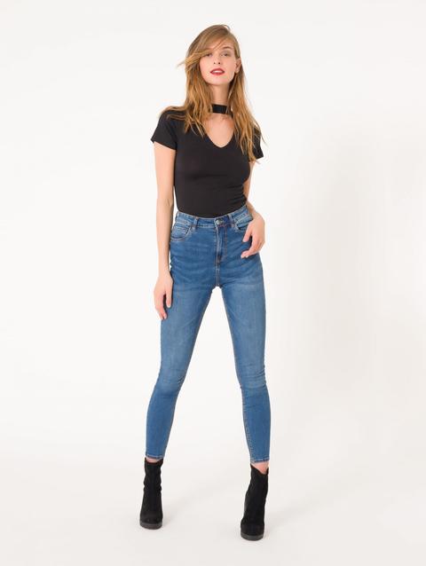 Jeans Skinny Vita Alta Blu Denim Medio