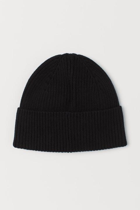 Rib-knit Hat - Black