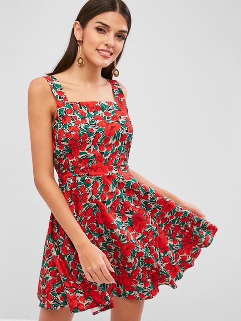 Gonna Floral A Line Mini Dress Red