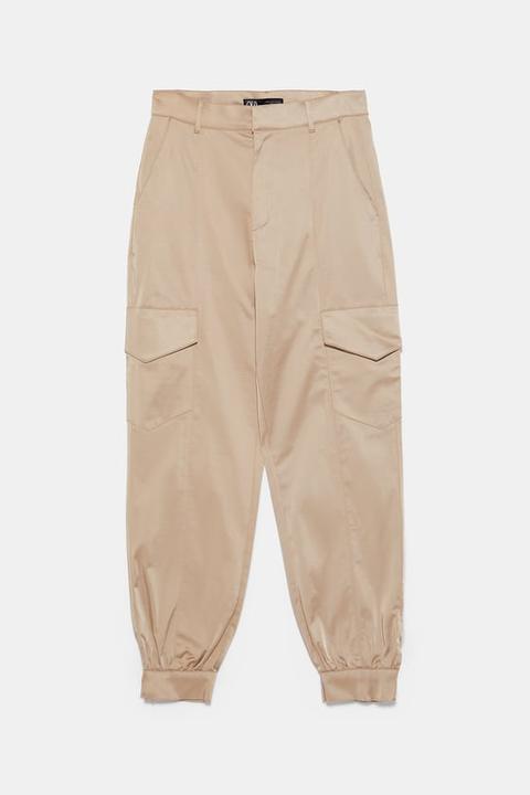 Cargohose In Satin-optik