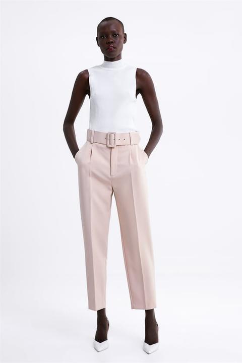 darted trousers with belt zara