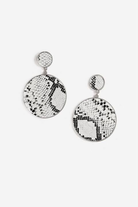 Womens Snake Disc Earrings - Grey, Grey
