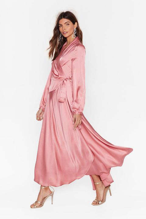 Womens Satin Long Sleeve Wrap Maxi Dress from Nasty Gal on 21 Buttons