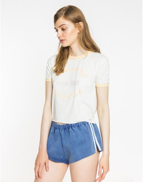 T-shirt Round Shape With Print White