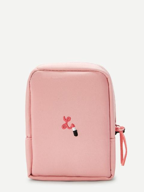 Borsa Per Il Trucco Del Ricamo Con Rossetto