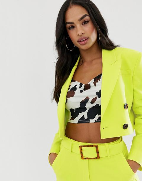 Asos Design Lime Cropped Suit Blazer 