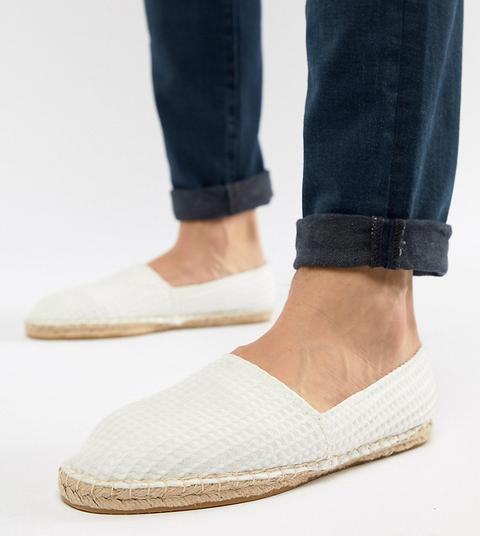 Asos Design Wide Fit Espadrilles In White With Texture - White