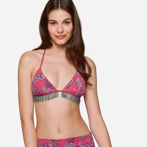 Reggiseno Bikini Triangolo Stampa Motivo Cachemire Con Perline