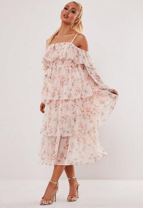 blush floral midi dress