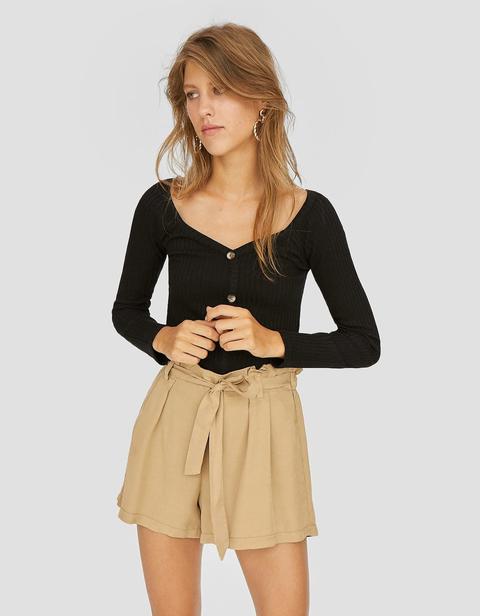 Shorts Mit Schleife Beige