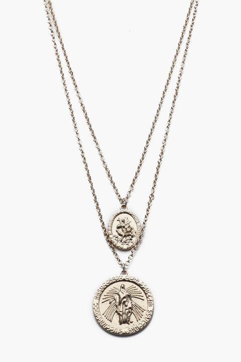 Double Saint Emboss Coin Necklace