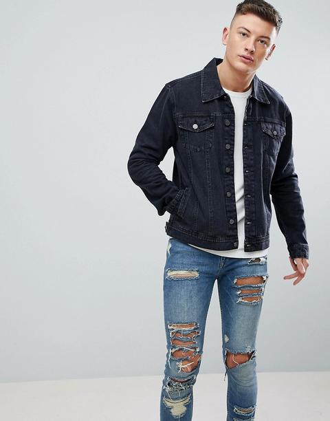 Hoxton Denim - Jeansjacke In Verwaschenem Schwarz - Schwarz