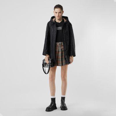 Abrigo En Algodón Acolchado A Rombos Con Capucha (negro) - Mujer | Burberry